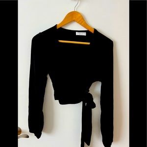 Flynn Skye Wrap Blouse Black SZ M
